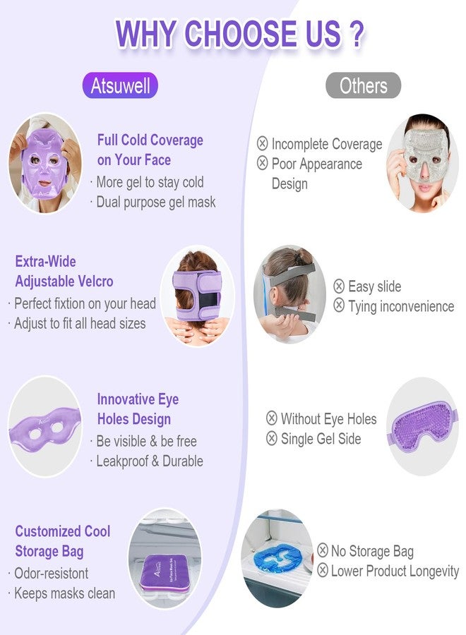 Atsuwell Cooling Ice Face Eye Mask Set for Dark Circles and Puffiness, 6 Gel Cold Packs for Face, Eyes, Soft Plush Lining Ice Pads Cold Compress, Relaxation, Cool Bag Included - Image 5